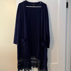Navy Blue cardigan with lace.